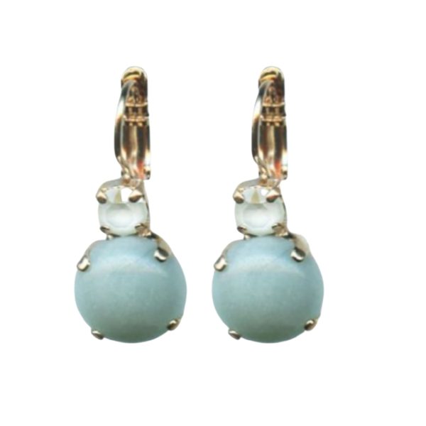 Mariana Earrings Dainty Turquoise Mineral & White Opal Austrian Crystals Athena Odyssey 2018 Coll.