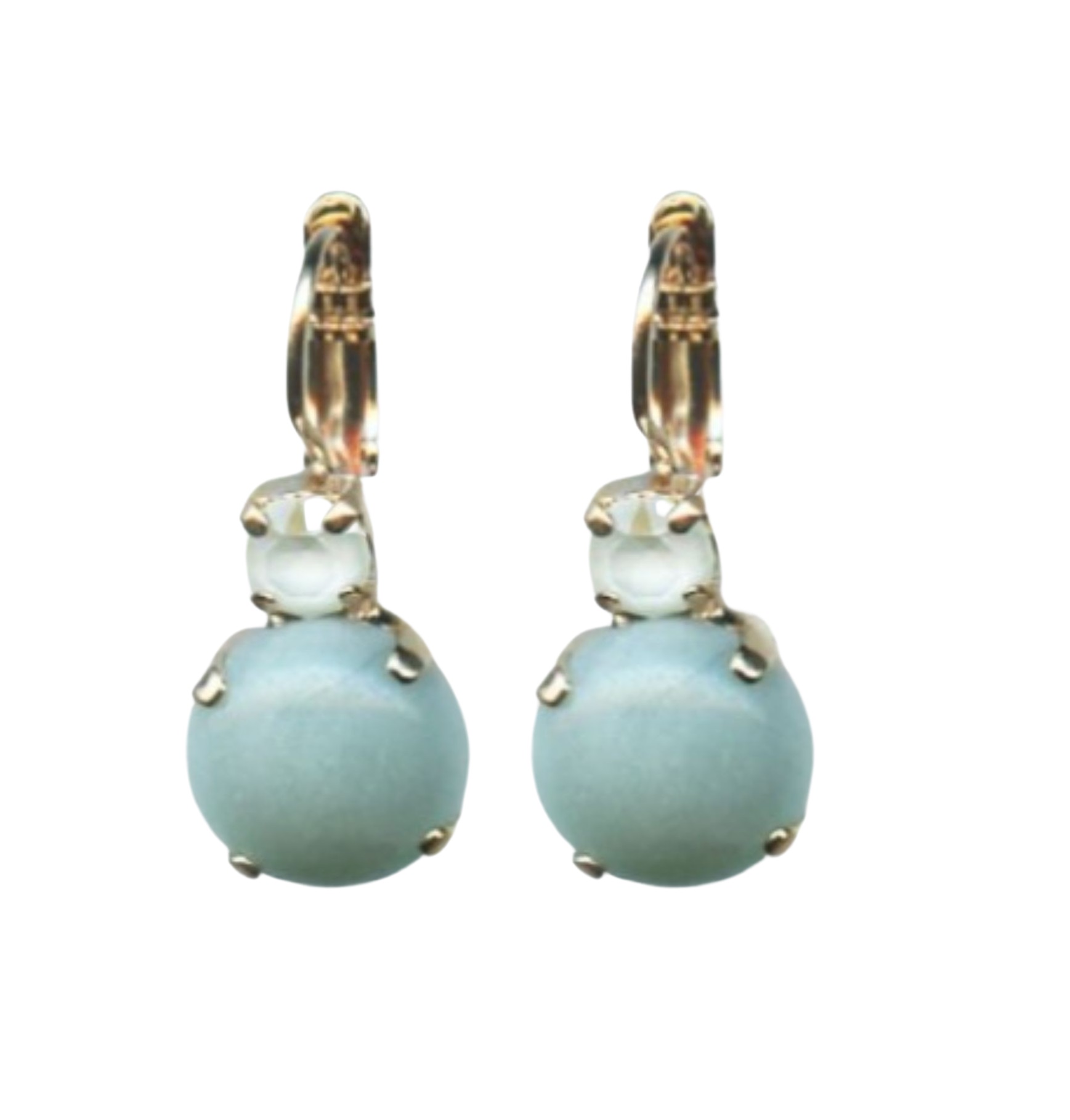 E-1037M-1087-RG6 (1) Mariana Earrings Dainty Turquoise Mineral & White Opal Austrian Crystals Athena Odyssey 2018 Coll. - Image 1