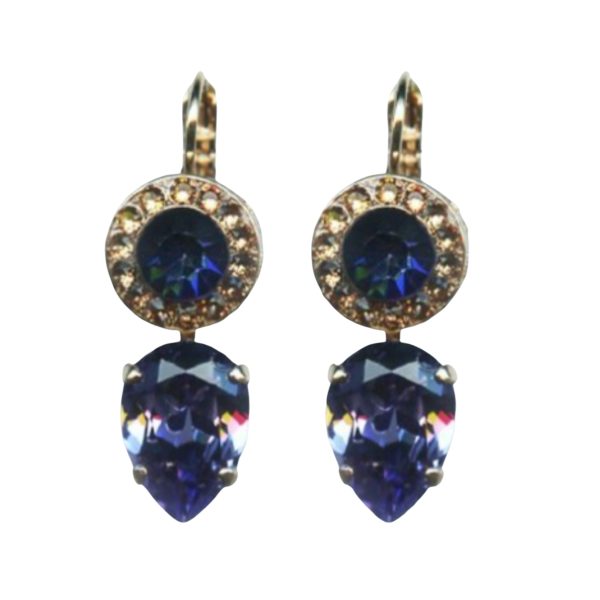 Mariana Earrings Exquisite Tanzanite & Champagne Austrian Crystals Penelope Odyssey 2018 Coll.