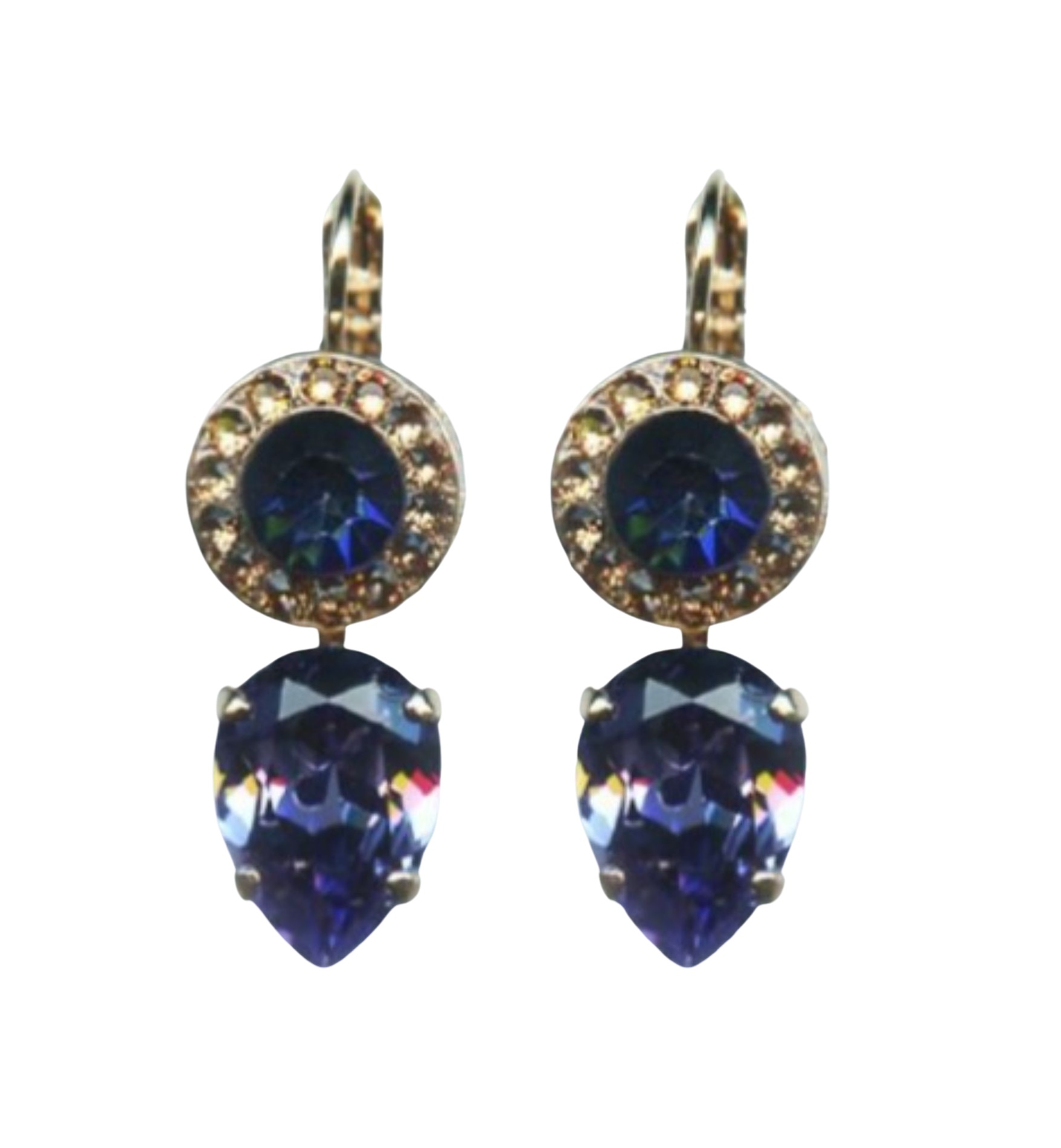 E-1040-1089-RG6 (1) Mariana Earrings Exquisite Tanzanite & Champagne Austrian Crystals Penelope Odyssey 2018 Coll. - Image 1