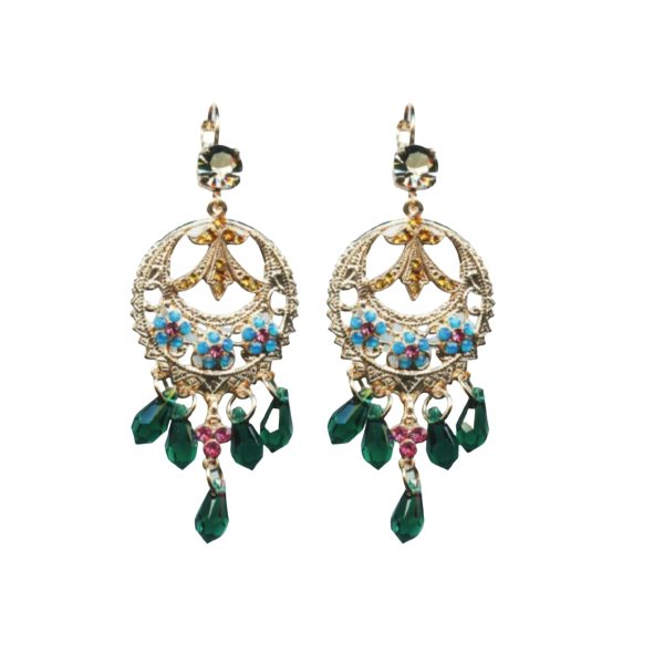 Mariana Earrings Boho Chic in Greens, Blues & Rose Austrian Crystals Selene Odyssey 2018 Coll.