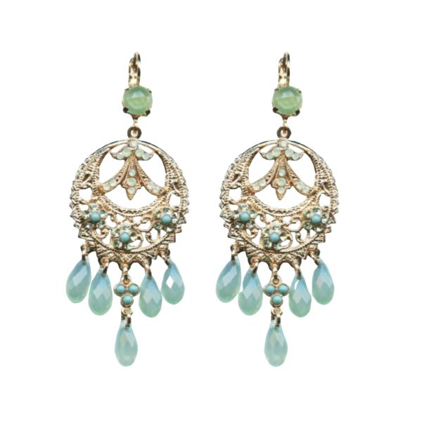 Mariana Earrings Boho Gypsy Turq Mineral & Greens Austrian Crystals Athena Odyssey 2018 Coll.