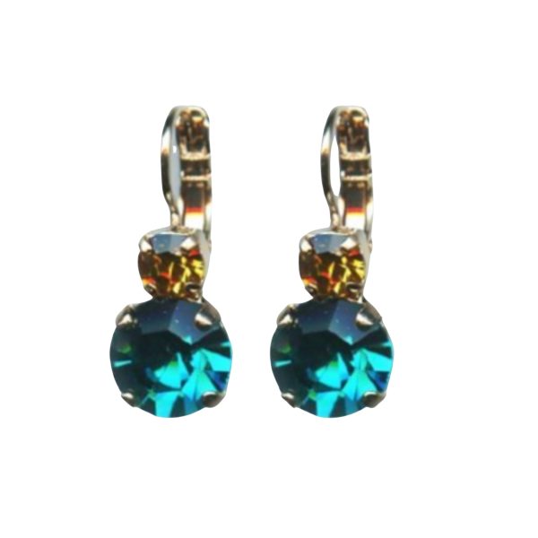 Mariana Earrings Dainty Blue Zircon and Topaz Austrian Crystals Selene Odyssey 2018 Coll.