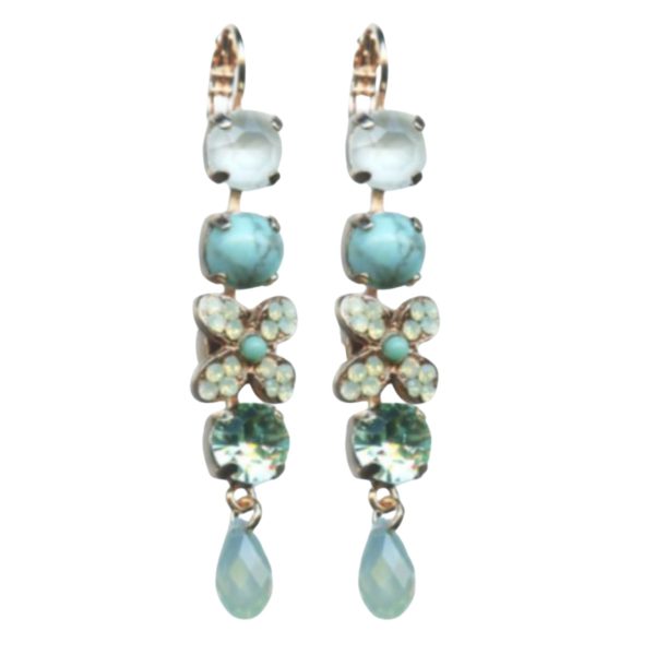 Mariana Earrings Exquisite Howlite Chinese Turq Mineral, Greens & Opals Austrian Crystals Athena Odyssey Coll.