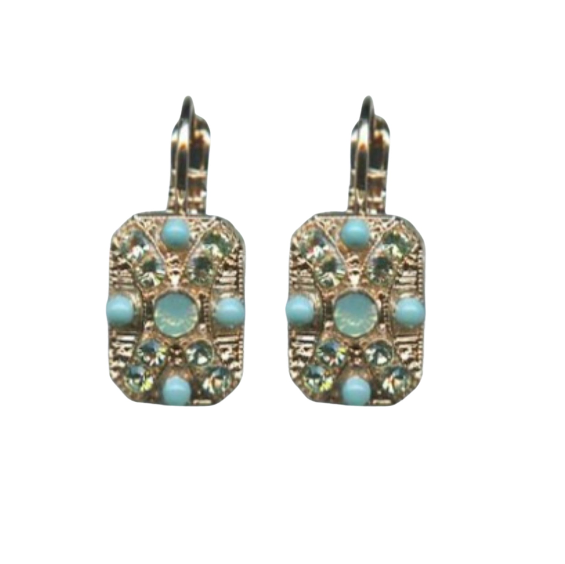 E-1080-2-1087-RG6 (1) Mariana Earrings Finely Detailed Greens Austrian Crystals Athena Odyssey 2018 Coll. - Image 1