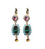 Mariana Earrings Classy Emerald, Rose, Caribbean Blue & Topaz Austrian Crystals Selene Odyssey 2018 Coll.