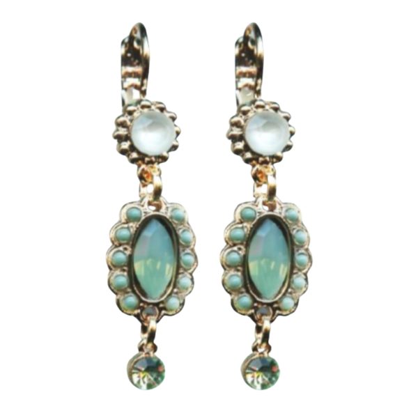 Mariana Earrings Glamorous Pacific Opal, White Opal, Chrysolite & Turq Austrian Crystals Athena Odyssey 2018 Coll.