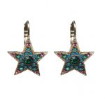 Mariana Earrings Star Shaped in Blue Opal, Emerald & Rose Austrian Crystals Selene Odyssey 2018 Coll.