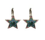 Mariana Earrings Star Shaped in Blue Opal, Emerald & Rose Austrian Crystals Selene Odyssey 2018 Coll. - Image 2