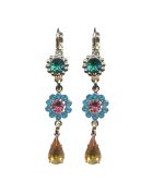Mariana Earrings Sassy Floral in Emerald, Caribbean Blue, Rose & Topaz Austrian Crystals Odyssey 2018 Coll. - Image 2