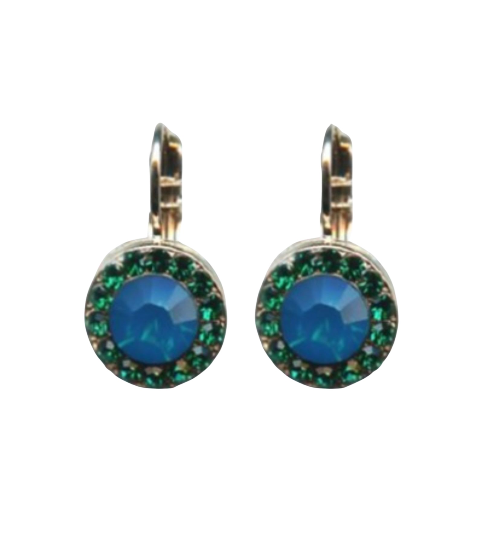 E-1129-1086-RG6 (3) Mariana Earrings Adorable Caribbean Blue Opal & Emerald Austrian Crystals Selene Odyssey 2018 Coll. - Image 1