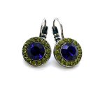 Mariana Earrings Adorable Olivine & Blue Austrian Crystals Winter Wonderland Holiday Lights Coll.