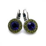 Mariana Earrings Adorable Olivine & Blue Austrian Crystals Winter Wonderland Holiday Lights Coll.