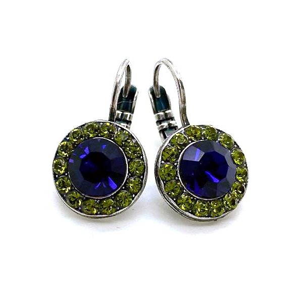 Mariana Earrings Adorable Olivine & Blue Austrian Crystals Winter Wonderland Holiday Lights Coll.