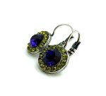 Mariana Earrings Adorable Olivine & Blue Austrian Crystals Winter Wonderland Holiday Lights Coll. - Image 2