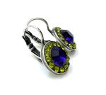 Mariana Earrings Adorable Olivine & Blue Austrian Crystals Winter Wonderland Holiday Lights Coll. - Image 3