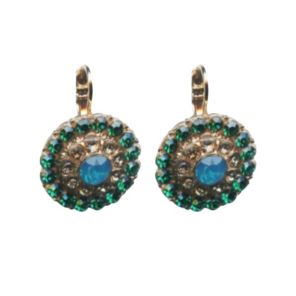 Mariana Earrings Elegant Emerald, Clear & Caribbean Blue Opal Austrian Crystals Selene Odyssey 2018 Coll.