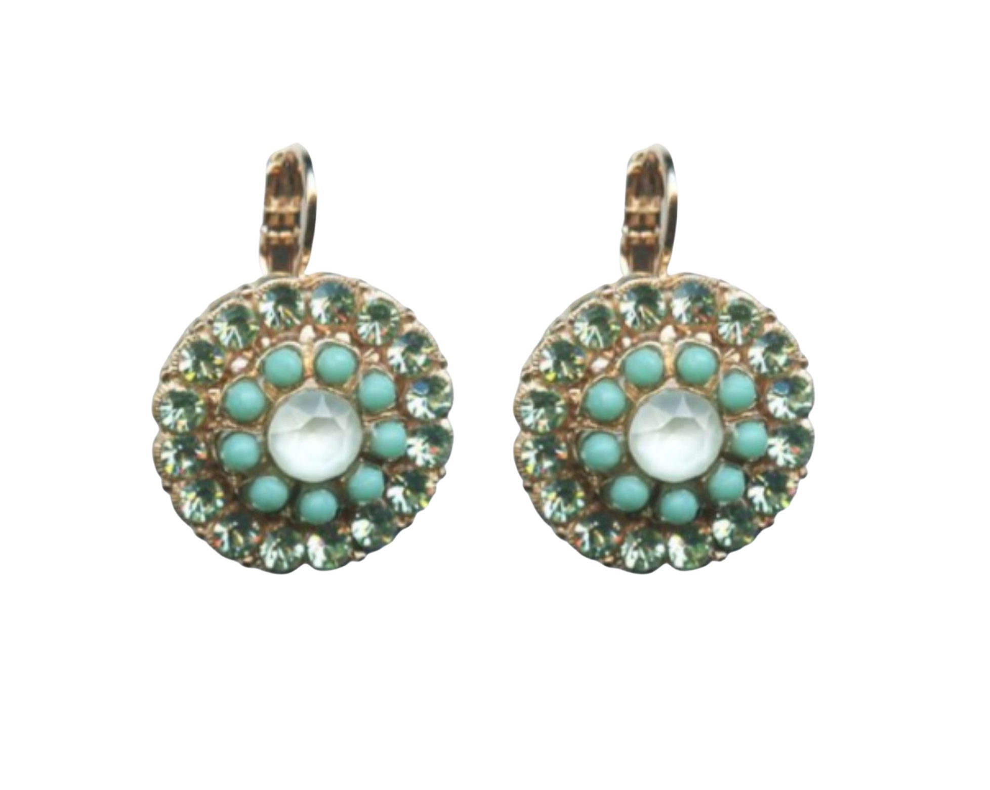 E-1131-1-1087-RG6 (1) Mariana Earrings Adorable Chrysolite, Turq & White Opal Austrian Crystals Athena Odyssey 2018 Coll. - Image 1