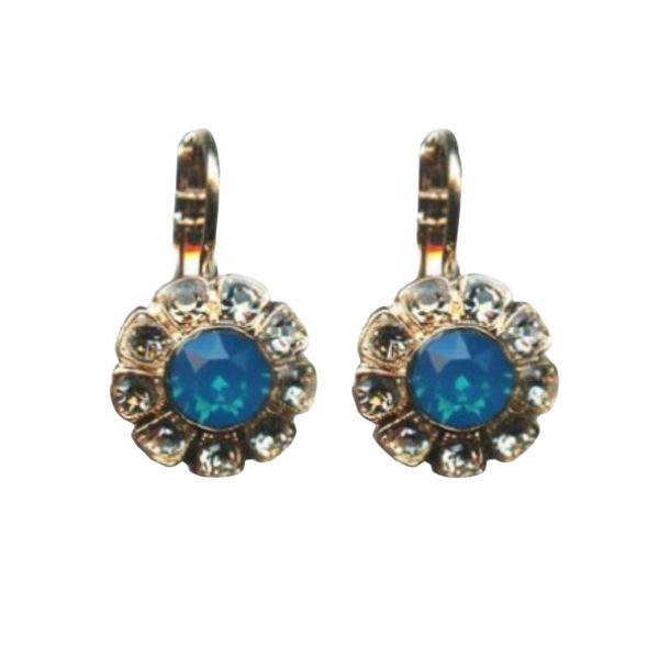 Mariana Earrings Charming Floral in Caribbean Blue Opal & Clear Austrian Crystals Selene Odyssey 2018 Coll.