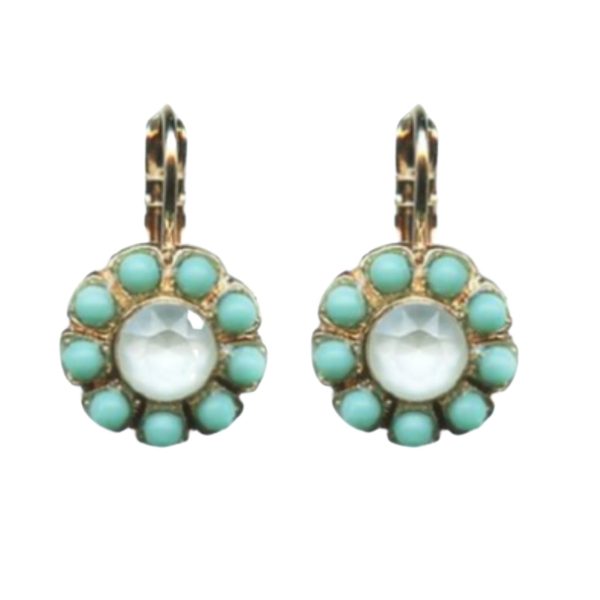 Mariana Earrings Dainty Floral in Turquoise & White Opal Austrian Crystals Athena Odyssey 2018 Coll.