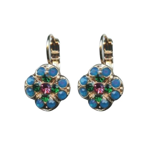 Mariana Earrings Beautiful Floral in Caribbean Blue Opal, Emerald & Rose Austrian Crystals Selene Odyssey 2018 Coll.