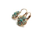 Mariana Earrings Clover Shaped Chrysolite, Pacific Opal & Turq Austrian Crystals Athena Odyssey 2018 Coll. - Image 2