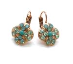 Mariana Earrings Clover Shaped Chrysolite, Pacific Opal & Turq Austrian Crystals Athena Odyssey 2018 Coll.