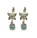 Mariana Earrings Butterfly Shaped Green Aventurine Mineral, Chrysolite & Turq Austrian Crystals Odyssey Coll.