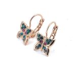 Earrings By Mariana Woman Butterfly Emerald and Blue Zircon Swarovski Crystals RG