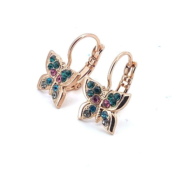 Earrings By Mariana Woman Butterfly Emerald and Blue Zircon Swarovski Crystals RG