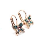 Earrings By Mariana Woman Butterfly Emerald and Blue Zircon Swarovski Crystals RG - Image 3