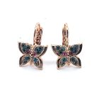 Earrings By Mariana Woman Butterfly Emerald and Blue Zircon Swarovski Crystals RG - Image 2