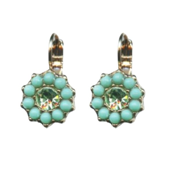 Mariana Earrings Beautiful Floral in Turquoise & Chrysolite Austrian Crystals Athena Odyssey 2018 Coll.