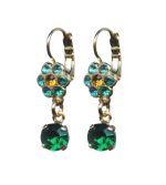 Mariana Earrings Dangling Floral in Emerald, Blue Zircon & Topaz Austrian Crystals Selene Odyssey 2018 Coll. - Image 3