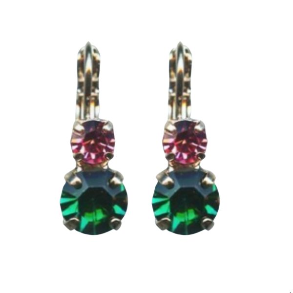 Mariana Earrings Gorgeous Emerald & Rose Austrian Crystals Selene Odyssey 2018 Coll.