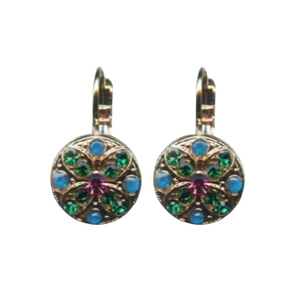 Mariana Earrings Classy Floral Emerald, Blue Opal & Rose Austrian Crystals Selene Odyssey 2018 Coll.