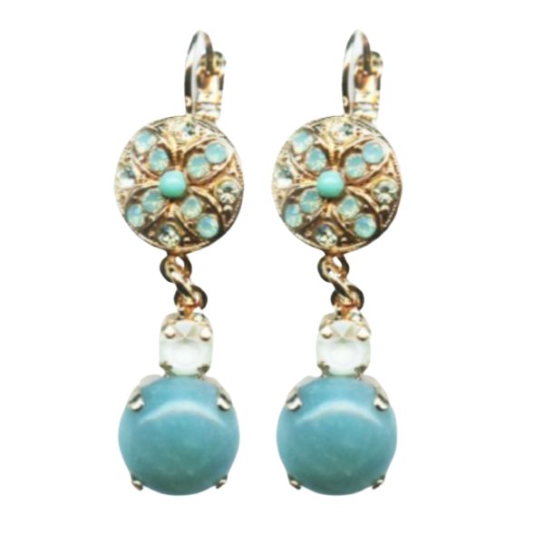 Mariana Earrings Gorgeous Turquoise Mineral, Opal & Greens Austrian Crystals Athena Odyssey 2018 Coll.