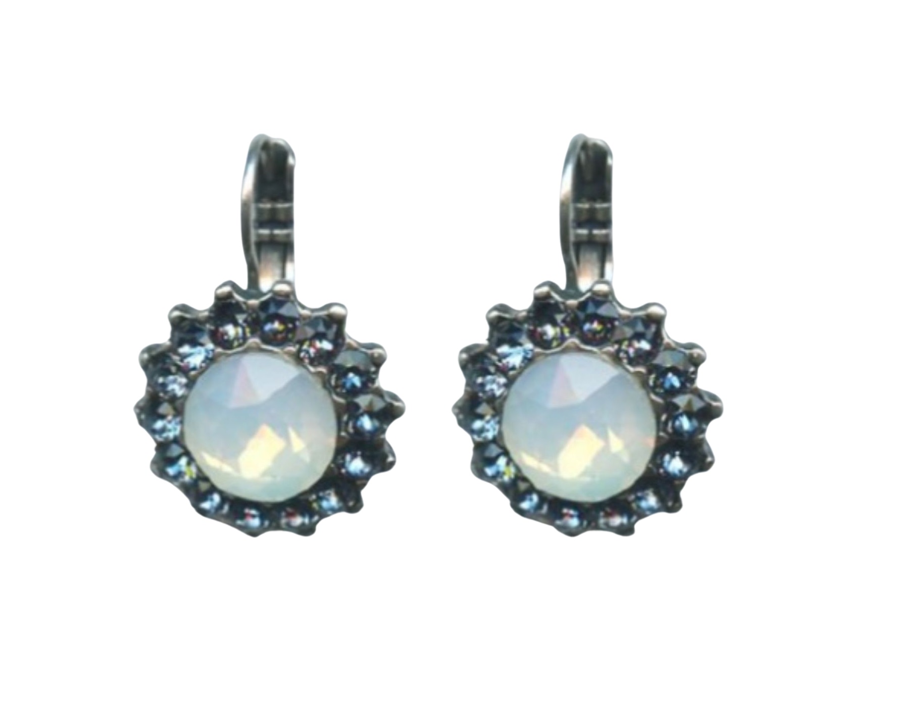 E-1317-1069-SP6 (1) Mariana Earrings Floral in White Opal & Montana Blue Austrian Crystals Mood Indigo Odyssey 2018 Coll. - Image 1