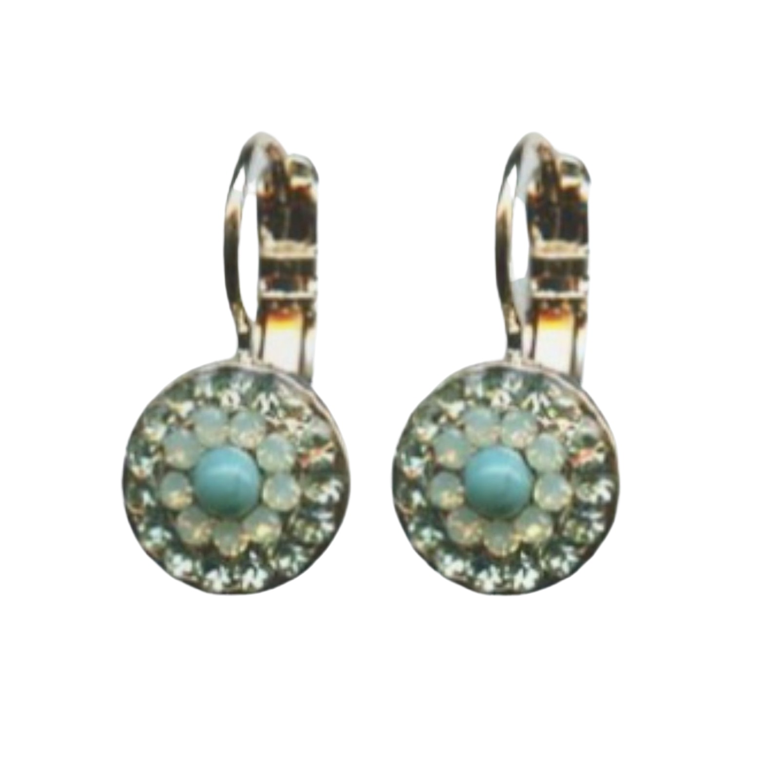 E-1344-1087-RG6 (1) Mariana Earrings Gorgeous Chrysolite, Pacific Opal & Turq Austrian Crystals Athena Odyssey 2018 Coll. - Image 1