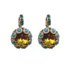 Mariana Earrings Lovely Floral in Emerald, Caribbean Blue Opal & Topaz Austrian Crystals Selene Odyssey 2018 Coll. - Image 3