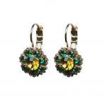 Mariana Earrings Sassy Floral in Topaz & Emerald Austrian Crystals Selene Odyssey 2018 Coll.
