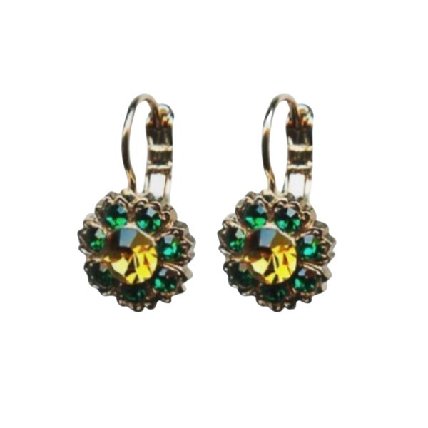 Mariana Earrings Sassy Floral in Topaz & Emerald Austrian Crystals Selene Odyssey 2018 Coll.