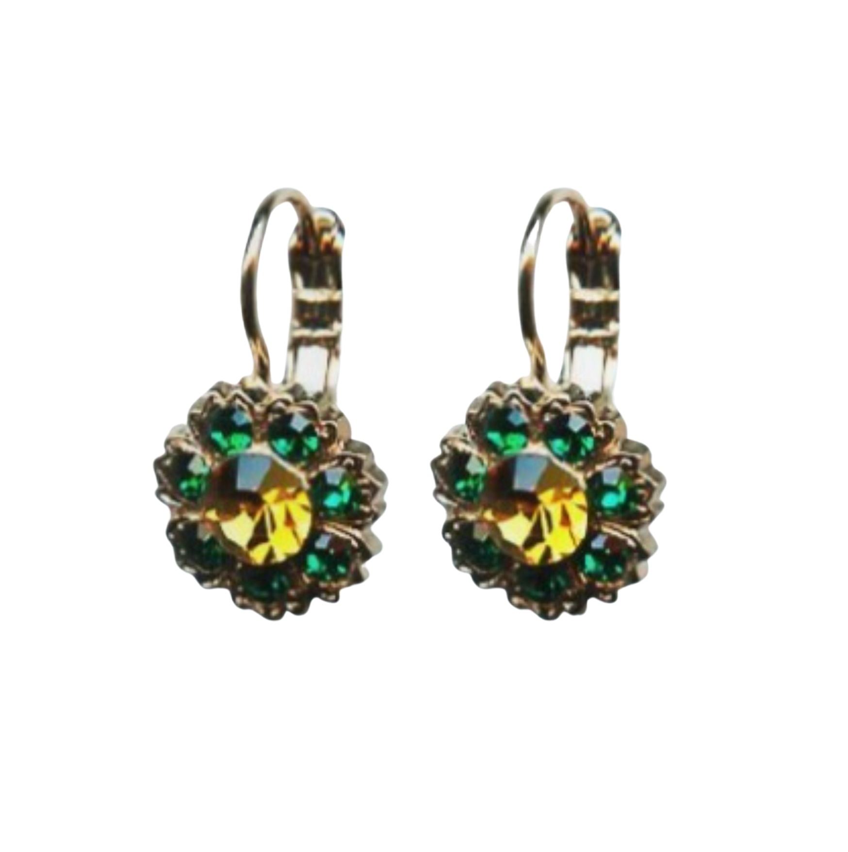 E-1411-2-1086-RG6 (1) Mariana Earrings Sassy Floral in Topaz & Emerald Austrian Crystals Selene Odyssey 2018 Coll. - Image 1