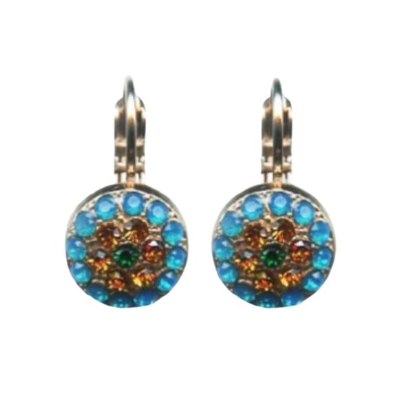 Mariana Earrings Glamorous Caribbean Blue Opal, Orange & Emerald Austrian Crystals Selene Odyssey 2018 Coll.