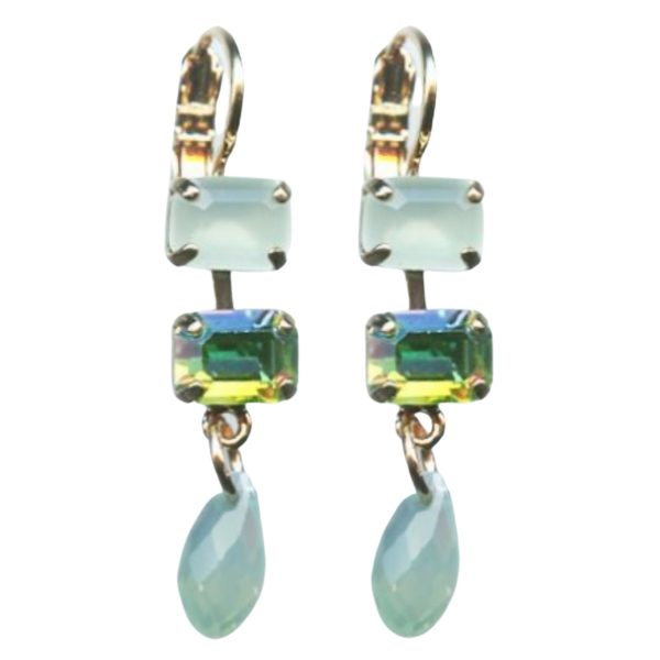 Mariana Earrings Fashionable Pacific Opal & Olivine Austrian Crystals Athena Odyssey 2018 Coll.