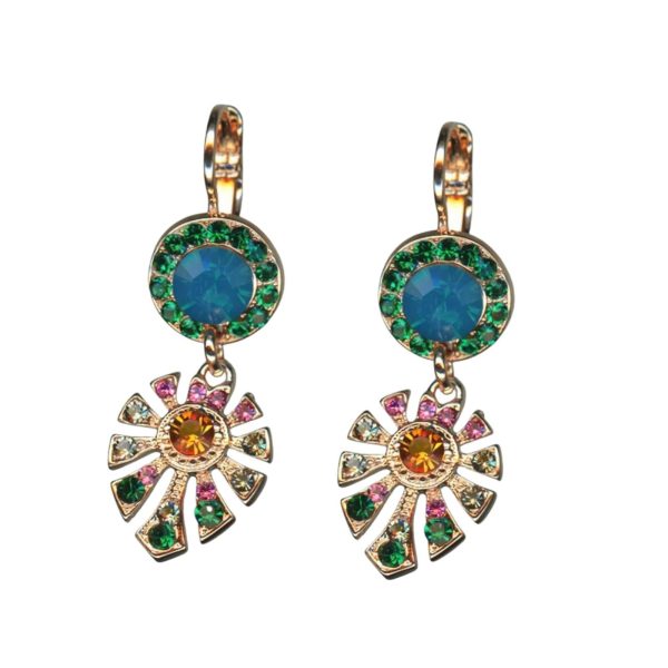 Mariana Earrings Boho Gypsy Caribbean Blue Opal, Emerald, Rose, Orange & Clear Austrian Crystals Odyssey Coll.