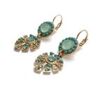 Mariana Earrings Dangling Green Aventurine Mineral, Turquoise & Chrysolite Austrian Crystals Athena Odyssey 2018 Coll. - Image 3