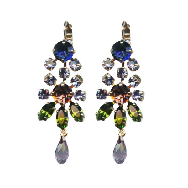 Earrings By Mariana Penelope Odyssey 2018 Coll. Alluring Tanzanite, Sapphire, Rose & Olivine Austrian Crystals