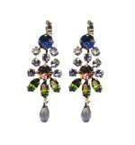 Earrings By Mariana Penelope Odyssey 2018 Coll. Alluring Tanzanite, Sapphire, Rose & Olivine Austrian Crystals - Image 3
