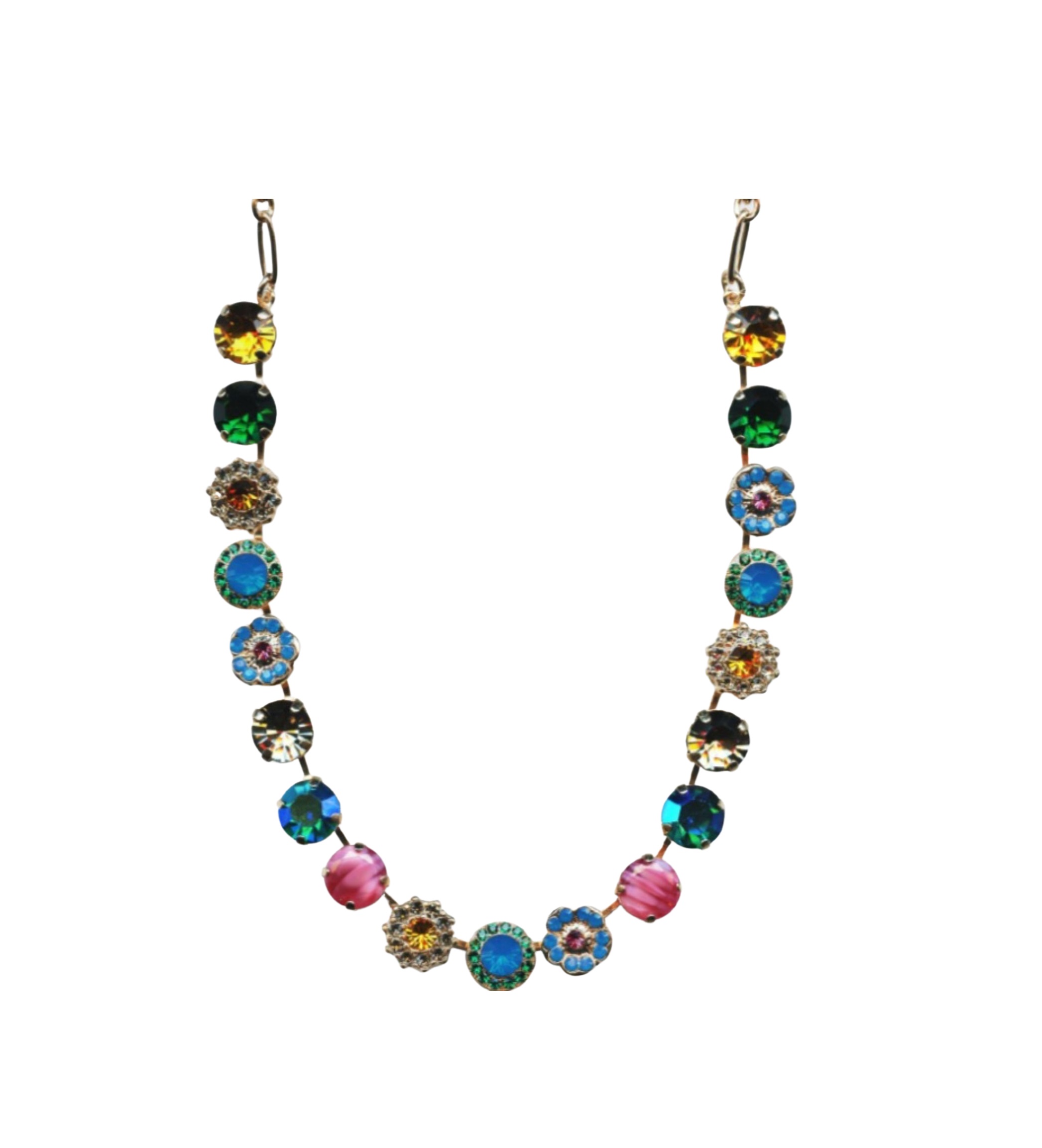 N-3084-1086-RG (1) Necklace By Mariana Woman Floral Caribbean Blue Swarovski Crystals - Image 1